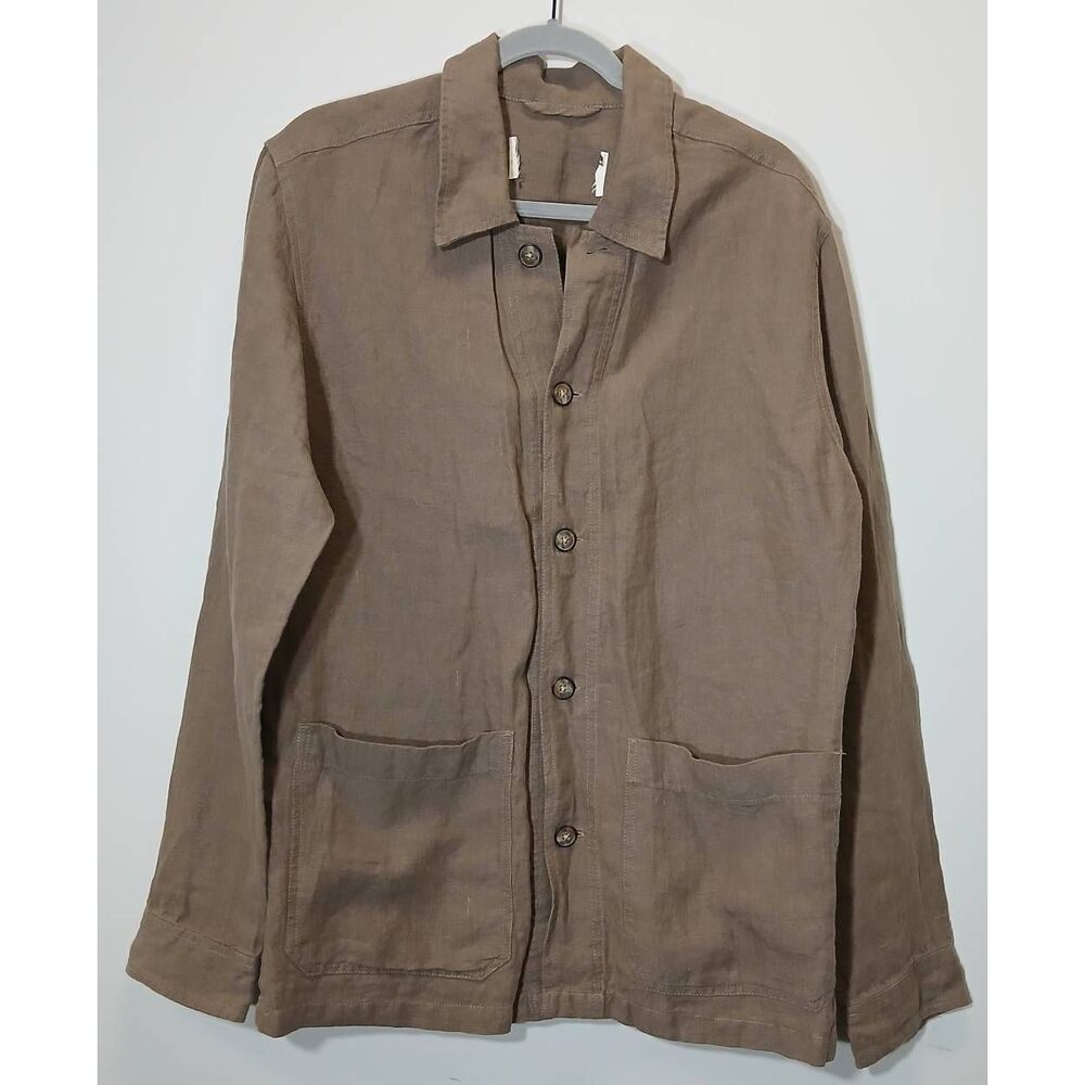 A day's march women small jacket French linen brown European flax spring summer